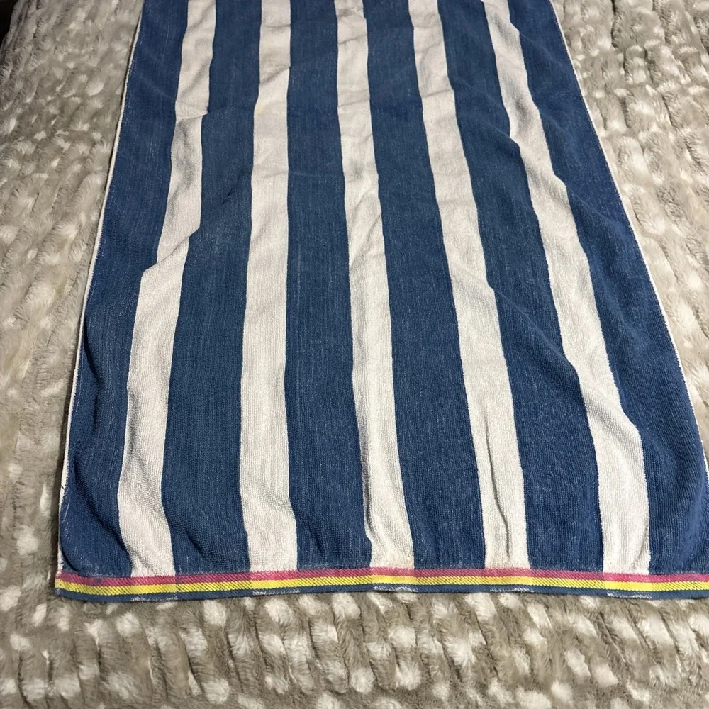 Vintage Franco Beach Towel Rainbow Edge Stripes Colorful